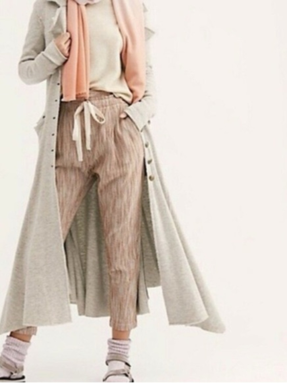 NWT Free People Light At Sunrise High-Rise Striped Pants Caraway Brown